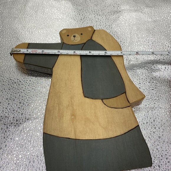 Vtg Wooden Bears Handmade Painted Folk Art Figures Primitive 80s Rustic Lot Of 3 - Picture 8 of 16